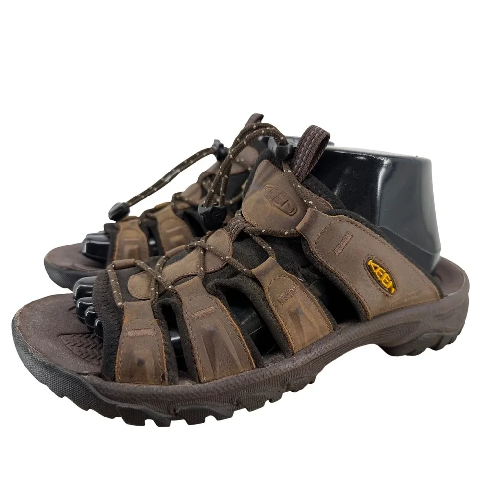 Keen Rialto H2 Mens 7.5 Brown Leather Waterproof Hiking Slide Sandals 1022599